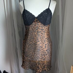 Y2K Avon Black Lace Cheetah Mesh Nightie Lingerie